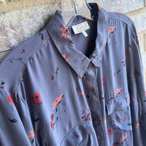 Lucky Brand Long Sleeve Button Front Collared Floral Shirt Women's Size 2X. - Picture 6 of 11